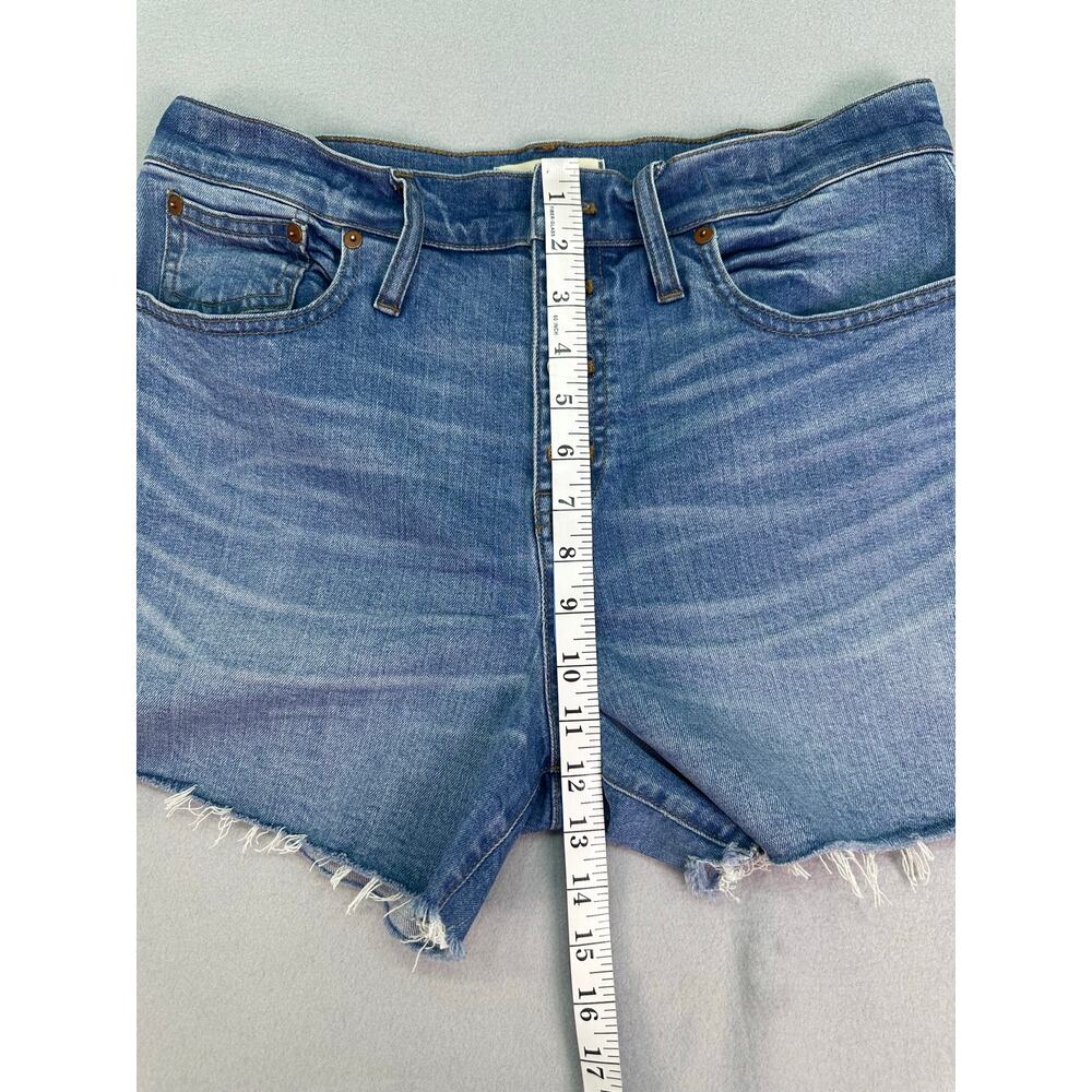 Madewell High Rise Denim Cut Off Shorts Fly Frayed Hem Medium Wash Size 30 - Picture 9 of 10